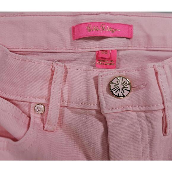 Lilly Pulitzer Pink South Ocean High Rise Skinny Jeans 00 Fringe Hem - Picture 7 of 10